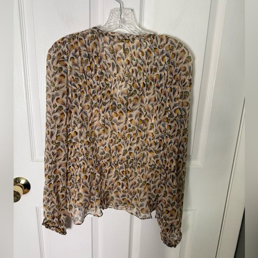 Ulla Johnson Robbie Silk Long Sleeve Front Tie Blouse In Swan 6 - Picture 8 of 12